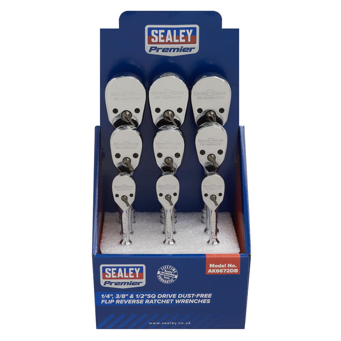 Sealey Ratchet Wrenches 1/4" 3/8" & 1/2"Sq Drive Pear-Head Flip Reverse Display Sealey  - Dynamic Drive