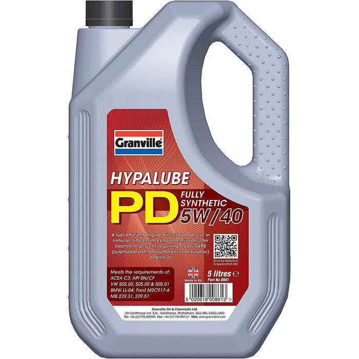 Granville Hypalube PD Fully Synthetic 5W/40 Engine Oil Additive VW 505 5 Litre Granville  - Dynamic Drive