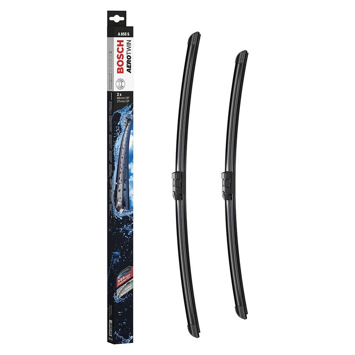 Bosch Aerotwin Flat Blade A855S Front Window Windscreen Wiper Blade Set Pair