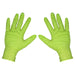 Diamond Grip Extra-Thick Nitrile Powder-Free Gloves Hi-Vis Green XL Pack of 50 Sealey  - Dynamic Drive