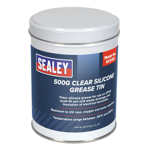 Sealey Silicone Clear Grease 500g Tin SCS102 Sealey  - Dynamic Drive