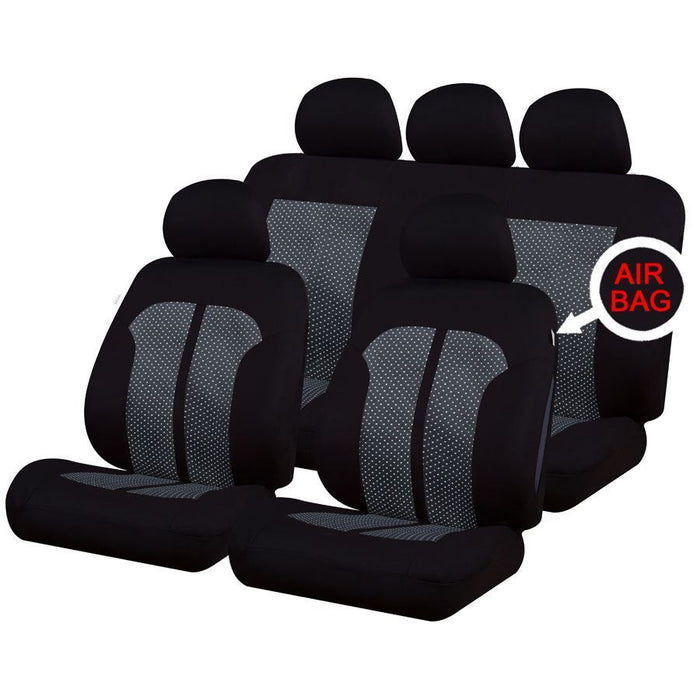 Black/Grey Full Set Front & Rear Car Seat Covers for Toyota Carolla Verso 04-09 UKB4C  - Dynamic Drive