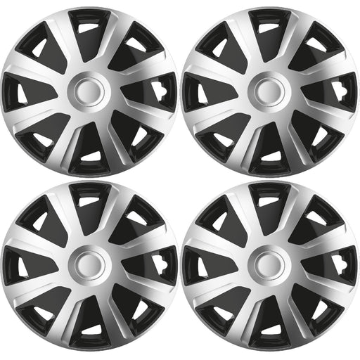 4 x 15" Alloy Look Black & Silver Deep Dish Motorhome Wheel Trims Hub Caps Vans - UK Camping And Leisure