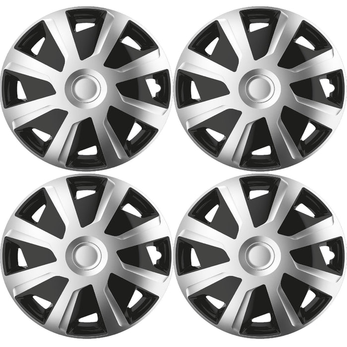 4 x 15" Alloy Look Black & Silver Deep Dish Motorhome Wheel Trims Hub Caps Vans Simply  - Dynamic Drive