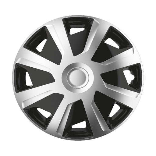 4 x 15" Alloy Look Black & Silver Deep Dish Motorhome Wheel Trims Hub Caps Vans - UK Camping And Leisure