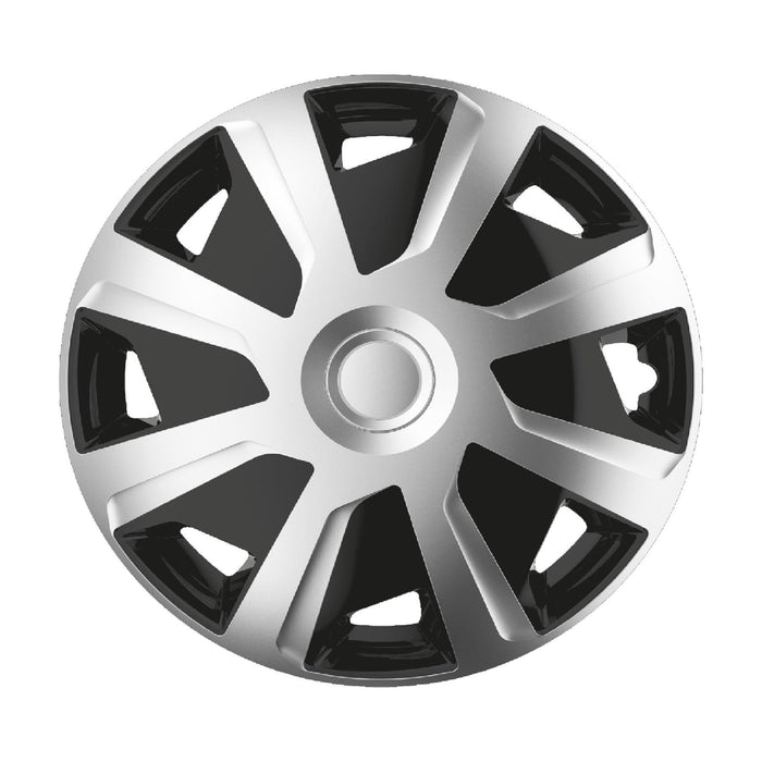 4 x 15" Alloy Look Black & Silver Deep Dish Motorhome Wheel Trims Hub Caps Vans Simply  - Dynamic Drive