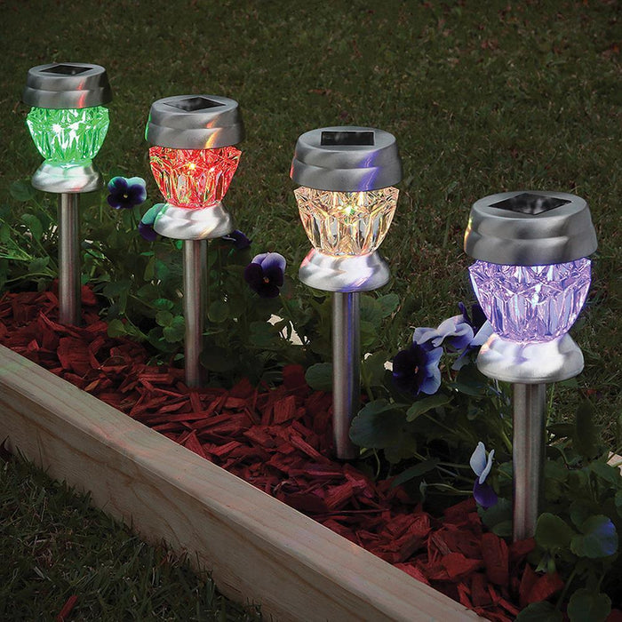 4 X LED Solar Powered Garden Party Crystal Multicoloured Lights Outdoor Light Streetwize  - Dynamic Drive