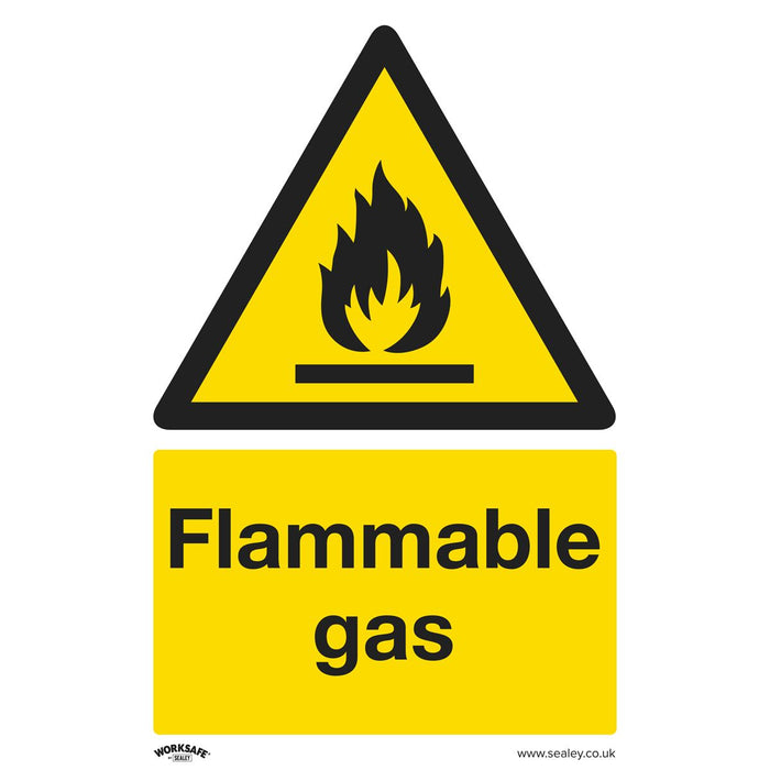 Sealey Warning Safety Sign Flammable Gas Self-Adhesive Vinyl SS59V1 Sealey  - Dynamic Drive