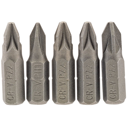 Draper PZ Type Insert Bit, 1/4" Hex, 25mm Long, No.2 (Pack of 5) 64015 Draper  - Dynamic Drive