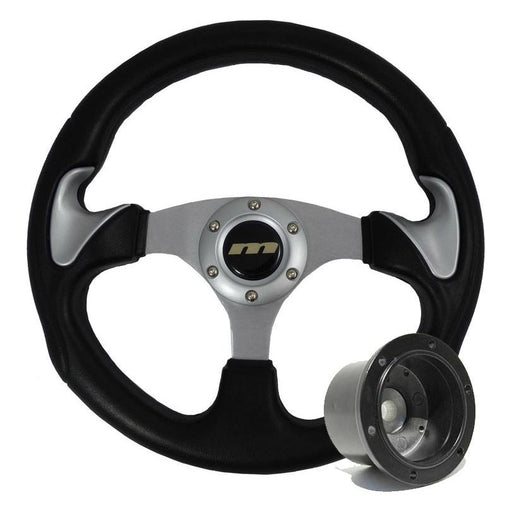 320mm Black /Silver Moulded Steering Wheel + Boss fits BMW 518 535i 524td 525e Mountney Classic  - Dynamic Drive