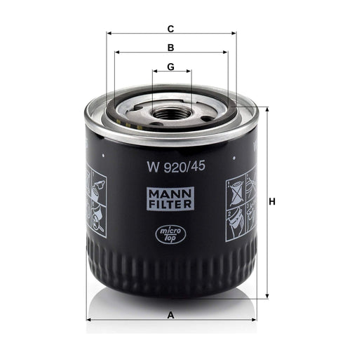 Genuine Mann Oil Filter for Ford Mondeo V6 ST200 3/99- W920/45 Mann & Hummel  - Dynamic Drive