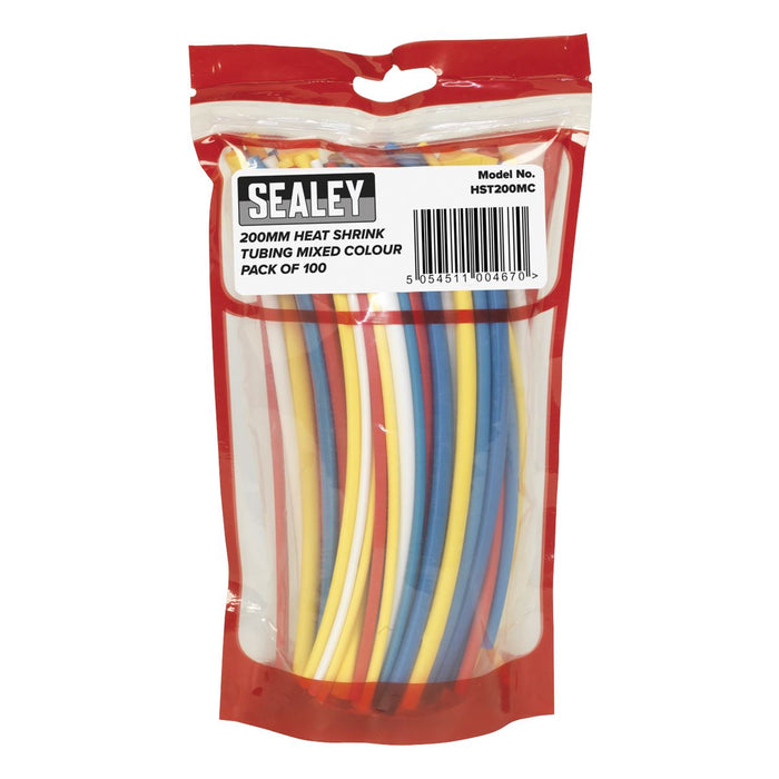 Sealey 200mm Heat Shrink Tubing Mixed Colours Pack of 100 Electrician Wiring Sealey  - Dynamic Drive