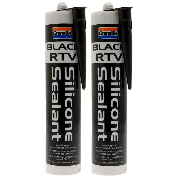 2x Black RTV Silicone Adhesive Sealant Waterproof Gasket Flexible HighTemp 310ml Granville  - Dynamic Drive