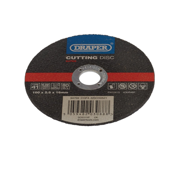 Draper Metal Cutting Disc, 100 x 2.5 x 16mm 94769