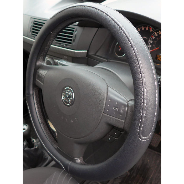 Black Steering Wheel Cover Soft Grip Leather Look for Vectra All Models UKB4C  - Dynamic Drive