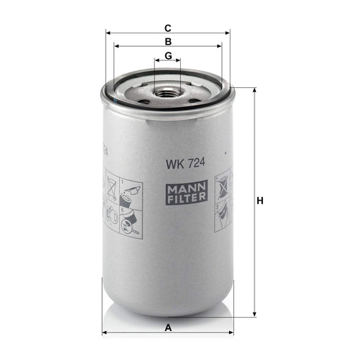 Genuine Mann Fuel Filter for Iveco Ford Euro Cargo WK724 Mann & Hummel  - Dynamic Drive