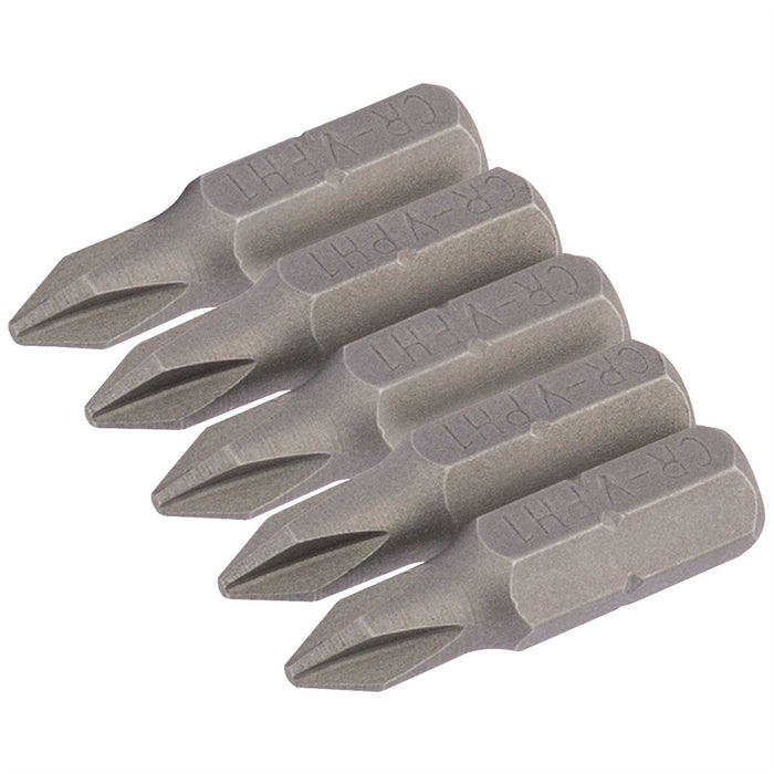 Draper Cross Slot Insert Bit, 1/4" Hex, 25mm Long, No.1 (Pack of 5) 64017 Draper  - Dynamic Drive