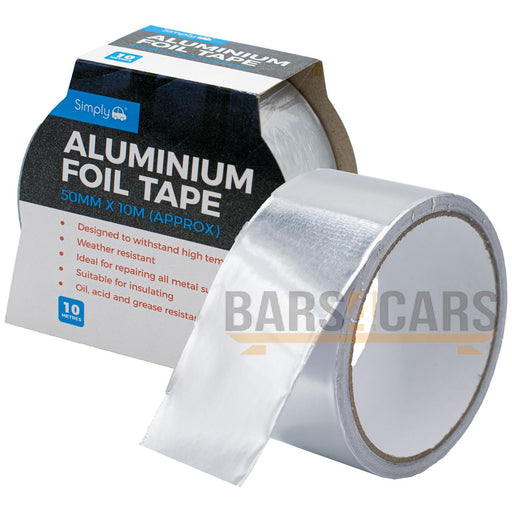 ALUMINIUM FOIL TAPE Adhesive Silver Repair All Metal Surfaces 50MM X 10M Duct Simply  - Dynamic Drive