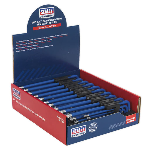 Sealey TRX-Star* Key Set 9pc Extra-Long Anti-Slip Display Box of 10 AK7184 Sealey  - Dynamic Drive