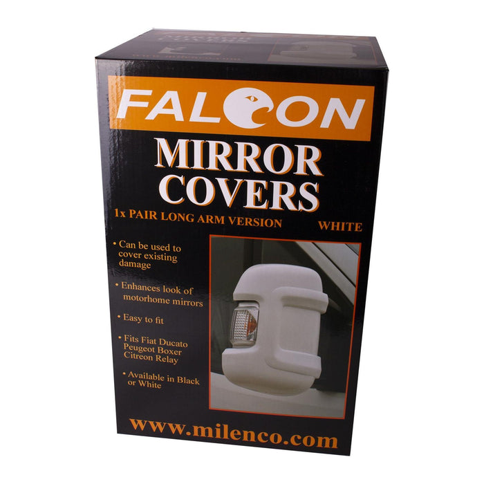 Falcon Milenco Motorhome Mirror Protectors Guards Black fits Fiat Ducato Peugeot Boxer