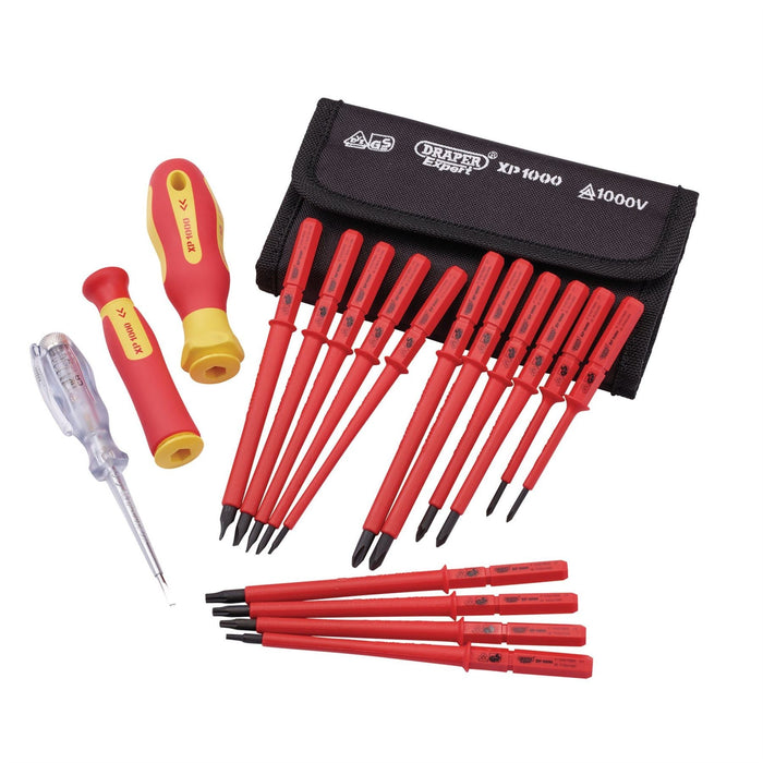 Draper XP1000 VDE Interchangeable Blade Screwdriver Set (18 Piece) 05776