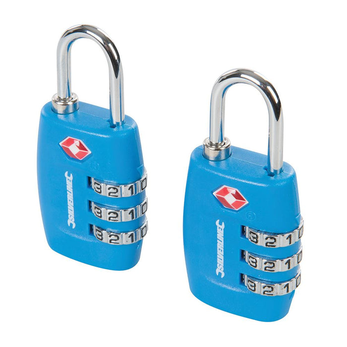 Silverline TSA Combination Luggage Padlocks 2pk 3-Digit Silverline  - Dynamic Drive