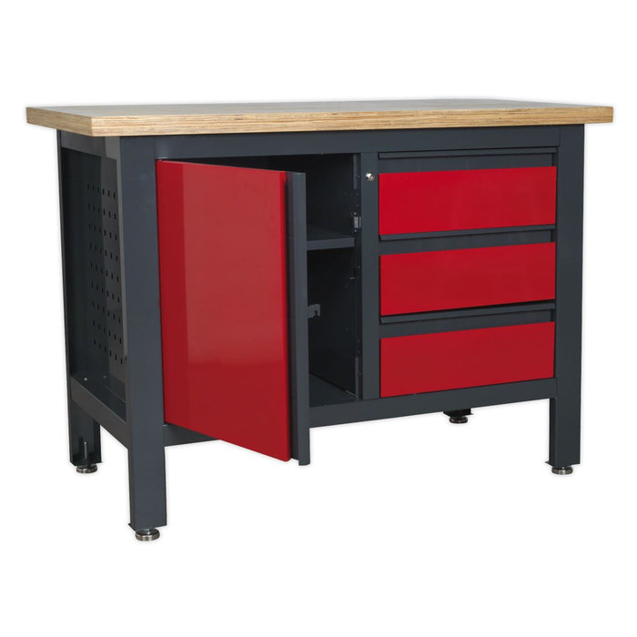 Sealey Workstation with 3 Drawers & Cupboard AP1372B Sealey  - Dynamic Drive