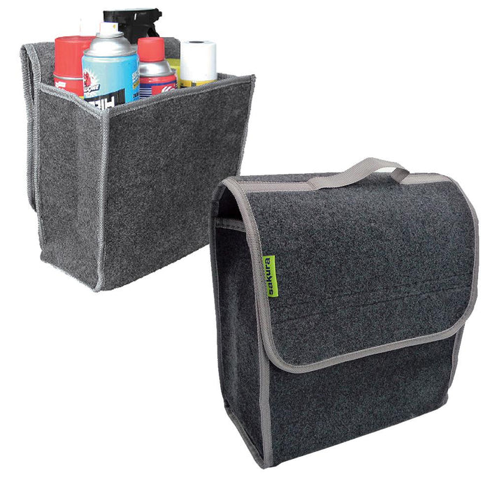 Sakura Car Grey Carpet Boot Storage Bag Organiser Tools Breakdown Travel Tidy Sakura  - Dynamic Drive