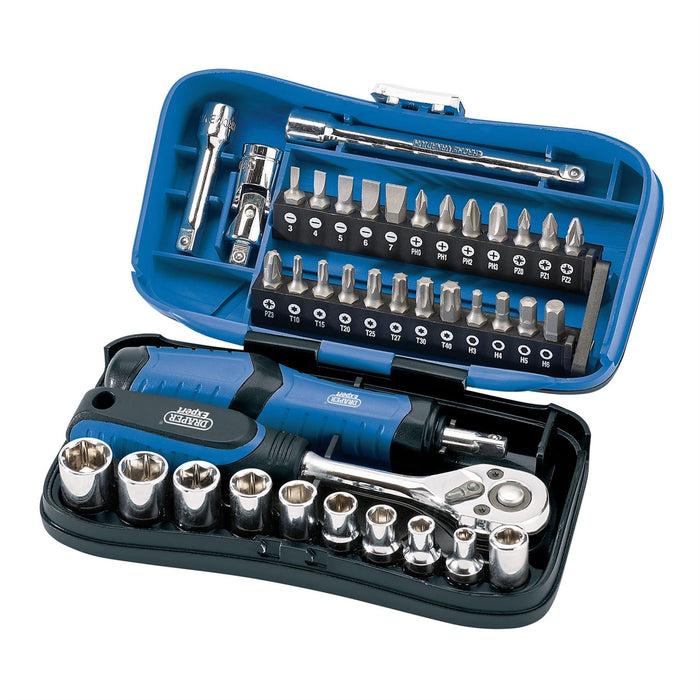 Draper Expert Socket and Bit Set, 1/4" Sq. Dr. (39 Piece) 04713