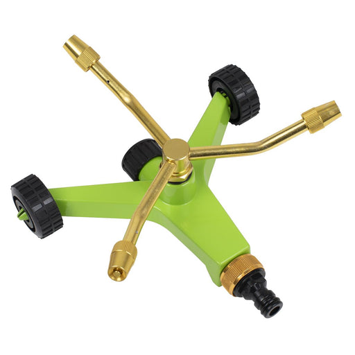 Sealey 3-Arm Brass Sprinkler with Metal Wheeled Base JS2032 Sealey  - Dynamic Drive