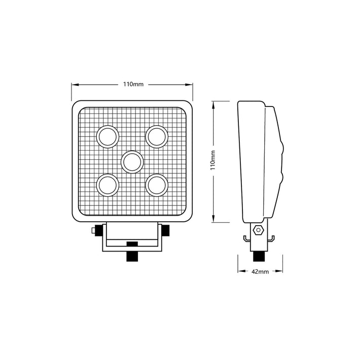 Ring Automotive RCV9596 6-LED Square Flood Work Lamp, 12/24 V