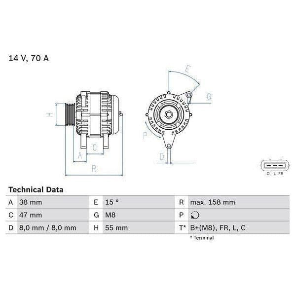 Bosch Reman Alternator 0986083510