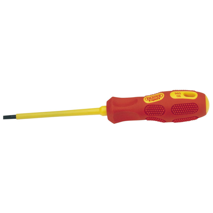 Draper VDE Approved Fully Insulated Plain Slot Screwdriver, 4.0mm x 100mm (Sold Draper  - Dynamic Drive