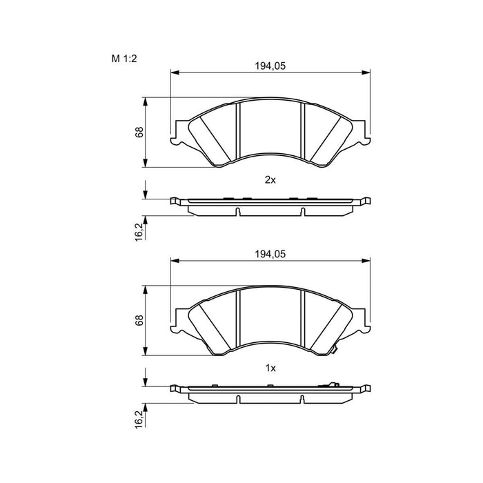 Genuine Bosch Brake Pad Set Bp942 fits Peugeot 206 - 1.6 - 00-09 0986424801