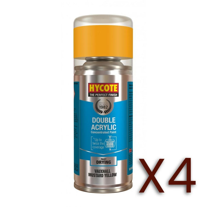 4x Hycote Aerosol Paint for Vauxhall Mustard Yellow 150ml