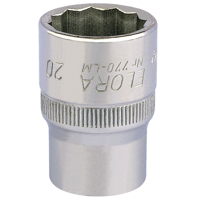 Draper Elora Bi-Hexagon Socket, 1/2" Sq. Dr., 20mm 24658