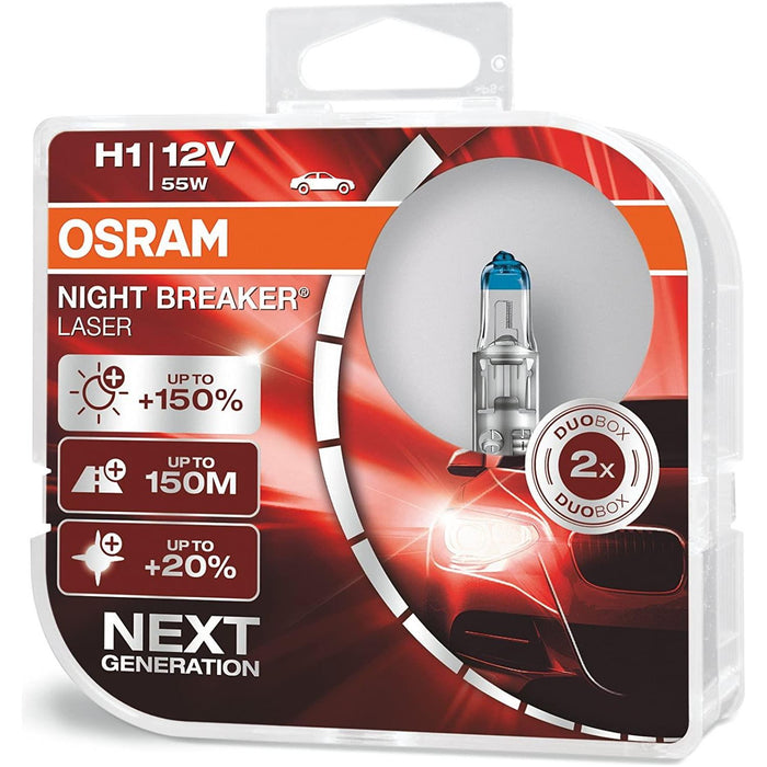 Osram H1 Night Breaker LASER Performance Headlight Bulbs (x2) 64150NL-HCB Osram  - Dynamic Drive