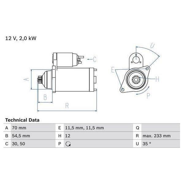 Bosch Reman Starter Motor 2354 0986023540