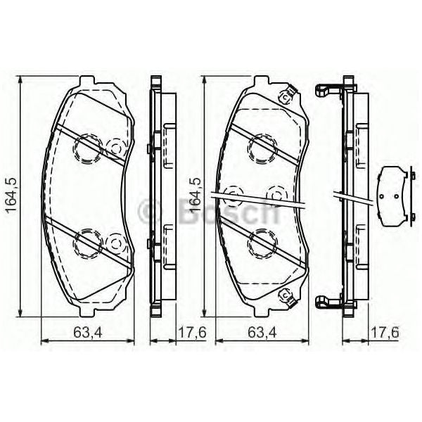 Genuine Bosch Brake Pad Set Bp1285 fits Hyundai i800 CRDi - 2.5 - 07- 0986494377