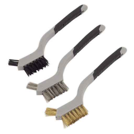 Sealey Wire Brush Set 3pc Miniature WB100 Sealey  - Dynamic Drive