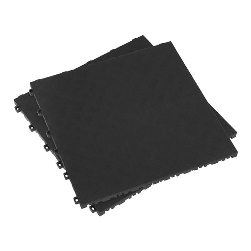 Sealey Polypropylene Floor Tile 400 x 400mm Black Treadplate Pack of 9 FT3B Sealey  - Dynamic Drive