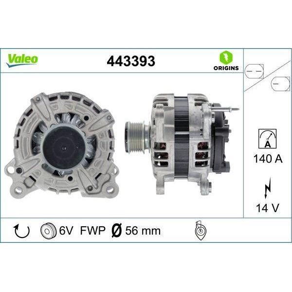 Valeo Alternator 443393 Automotive Part fits Skoda Valeo  - Dynamic Drive