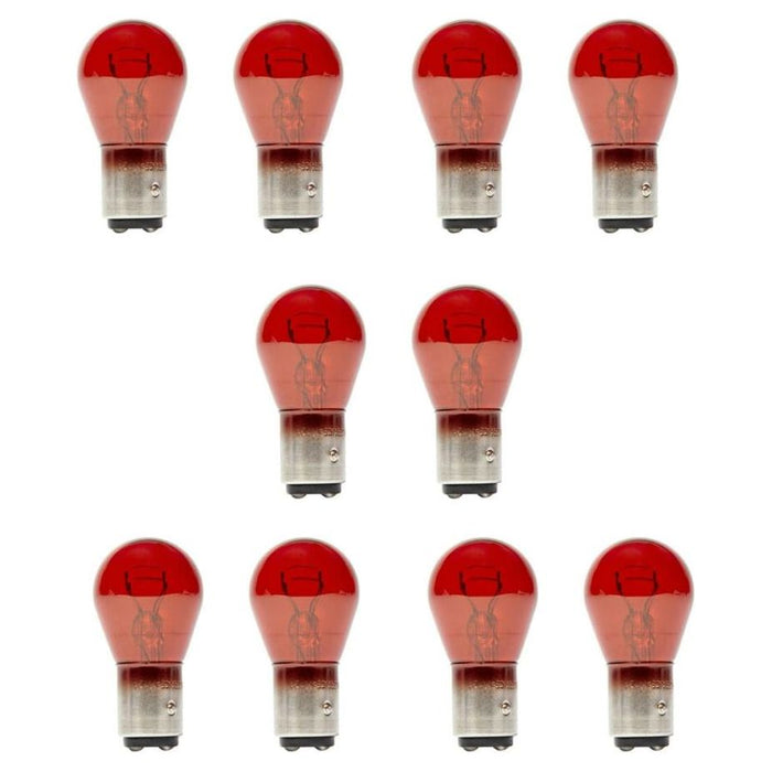 10 x NAPA 382 Red Brake Light Indicator Stop Tail Car Bulbs Bulb 12v 21w BAY15S