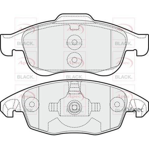 APEC Black Brake Pads (Front) (R90) PAD1525B fits Citroën Peugeot 5008 DS4 5008 Apec Black  - Dynamic Drive