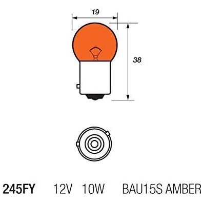 x2 589 RY10W Amber 12v 10w BAU15S 245FY Bayonet Motorcycle Motorbike Car Bulb Autoinparts  - Dynamic Drive