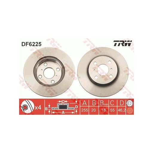 Genuine TRW Brake Disc (Pair) DF6225 TRW  - Dynamic Drive