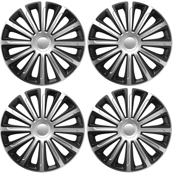 4x Wheel Trims Hub Caps 15" Covers fits Avensis Aygo Yaris in Silver & Black Alloy Look UKB4C  - Dynamic Drive