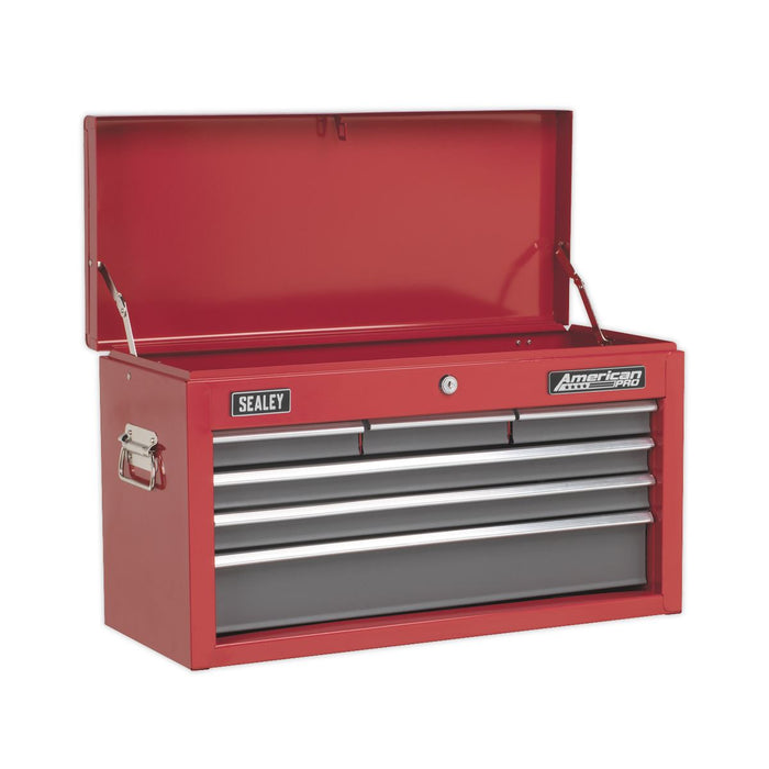 Sealey Topchest 6 Drawer with Ball-Bearing Slides Red/Grey & 98pc Tool Kit