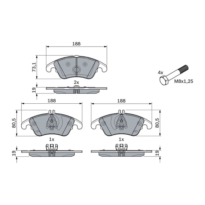 Bosch Brake Pad Set Bp1175 fits Mercedes-Benz E E220 CDi|CDi BlueEFFICIENCY - 2.