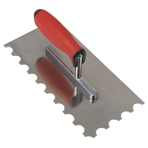 Stainless Steel Semicircle Tooth Trowel Rubber Handle & Aluminium Foot 270mm Sealey  - Dynamic Drive